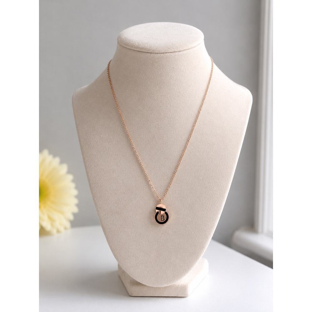 Rose Gold Initial Pendant Necklace Minimalist Letter Charm Jewelry